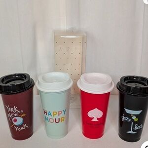 NWT Kate Spade set of 4 happy hour reusable travel cup set